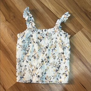 Abercrombie & Fitch Blue Smocked Ruffle Tank Top